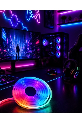 Kumandalı Su Geçirmez Rgb Led Şerit Işık Müzik Senkronlu Neon Led