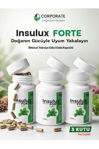 3 X 30 Caps Insulux Forte Gurmar,acı Yavşan,oğulotu Ve Tarçın Özü Içeren Takviye Edici Gıda Detox Ürün Hediyesiyle