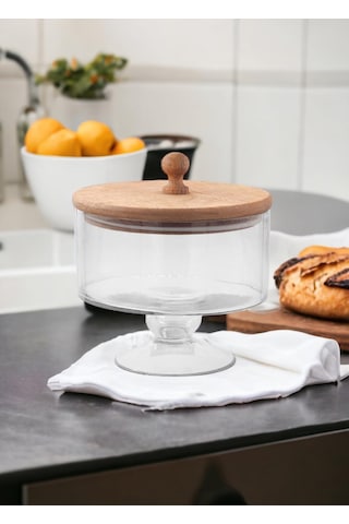 The Mia Madera Ayaklı Kurabiye Kavanozu 18x17x17 Cm