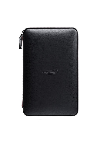 Atomic Fermuarlı Deri Puro Taşıma Seyahat Çantası Siyah 4lü