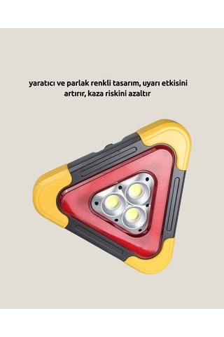 Solar Şarjlı Üçgen Led Park Ve İkaz Lambası Çok Renkli