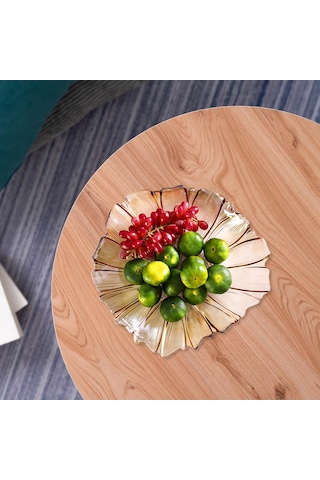 Homyl Meyve Kasesi Meze Tabağı Çiçek Şeklinde Tepsisi Şeker Altın