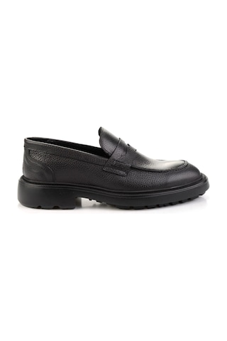Bambi Siyah Hakiki Deri Erkek Loafer Ayakkabı E01054200440 Siyah
