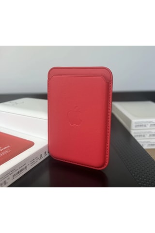 Magsafe Deri Cüzdan Kartlık Tüm Modellerle Uyumlu - Bordo Kırmızı