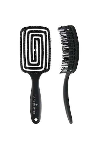 Land Of Myth LOM1271 Üç Boyutlu Esnek Saç Açma ve Tarama Fırçası Flexible Pro Brush Siyah
