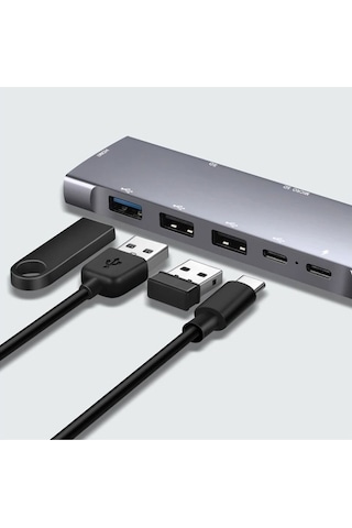 9in1 Apple Uyumlu MacBook Matebook Usb 3.0 Kart Okuyucu Hdmi 4k 30hz Type-c Çevirici