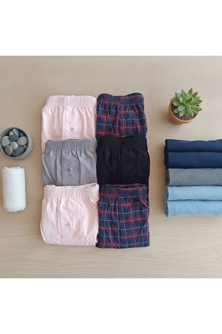Bonbon Erkek 6'lı Paket Karışık Renk Dokuma Kumaş Boxer 0072-0018 0071-no:7 Bb2650 Çok Renkli