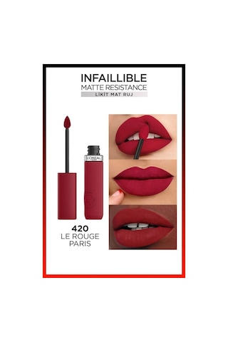 L'Oréal Paris Infaillible Matte Resistance Likit Mat Ruj 420 Le Rouge Paris