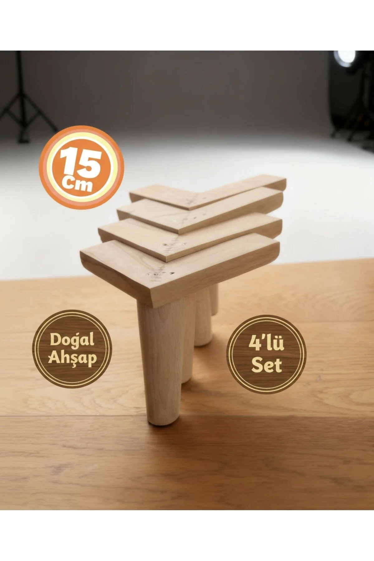 1. Sınıf Gürgen Ağacı 15 Cm 4'lü Set Mobilya Kanepe Koltuk Tv Ünitesi Yükseltme Koltuk Ayağı Ahşap