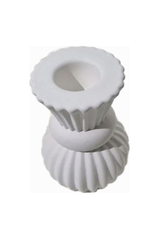 El Yapımı Boğumlu Alçı Şamdan Mumluk Ham, Boyasız