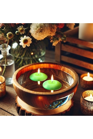 50'li Paket 3.5 Cm Yeşil Yüzen Mumlar Yeşil