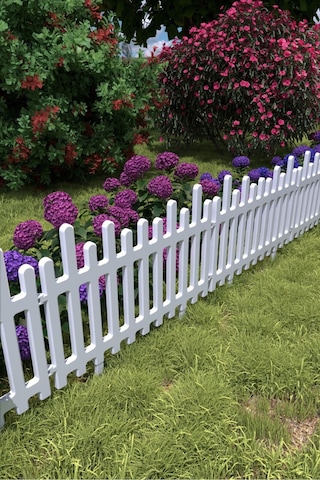 Flower Plastik Bahçe Çiti Bordür Bahçe Koruma Dekorasyonu Kırılmaz Bahçe Çit 4 Ad 2,2 Mt Beyaz