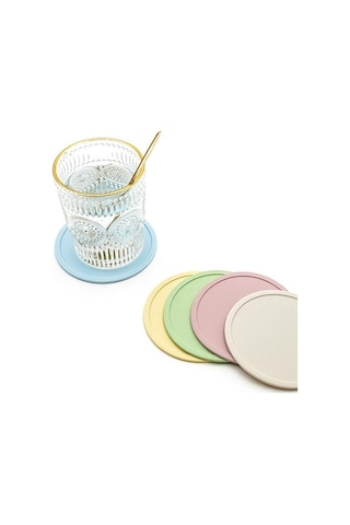 Sarı Bardak Altlığı Isıya Dayanıklı Kaymaz Yükseltilmiş Kenar Yuvarlak Dökülmeye Dayanıklı Tezgah İçecek Kahve Çay Sarı