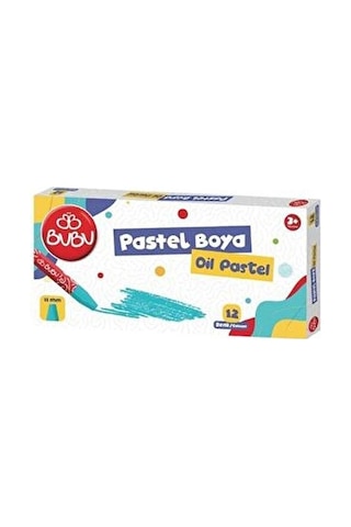 Bubu Pastel Boya 12 Renk 11 Mm Kalınlıkta Çocuklar İçin Eğlenceli Boyama Seti