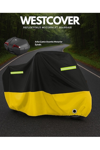 Kanuni Windys 150 Lx Arka Çanta Uyumlu Sarı Siyah Reflektörlü Motosiklet Branda,örtüsü