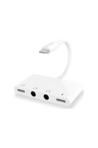 Ally iPhone Uyumlu 14-13-12-11 4in1 Otg Ses Adaptörü Çift Dc 3.5mm Jack- 5775