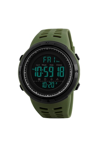 Lemestar Skmeı 1251 Erkek Spor Saati, Çift Zamanlı, Geri Sayım, 50m Su Geçirmez, Alarm, Kronometre, Yeşil Renk Dijital Saat