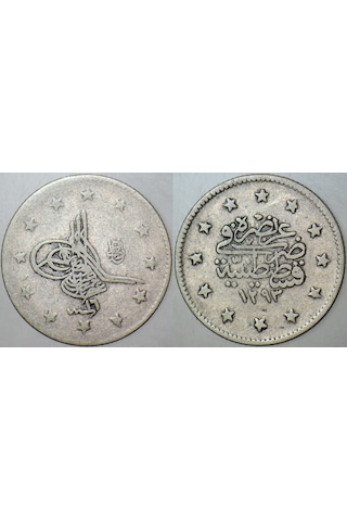 Iı. Abdülhamid Gümüş 2 Kuruş 129316 Kostantiniyye Darbı. Osmanlı İmparatorluğu