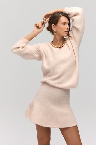 Mai Collection Mai Studios Co. Nordis Volanlı Pembe Triko Mini Etek Pembe