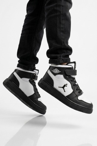 Siyah Beyaz Cırtlı Erkek Çocuk Hi Sneaker Çok Renkli