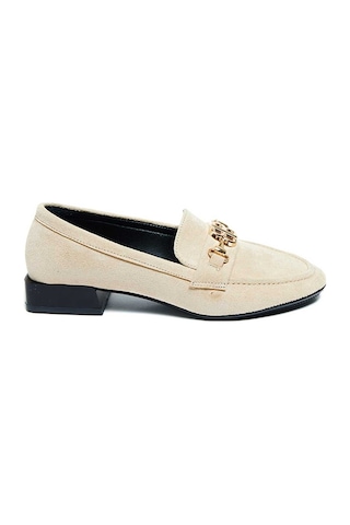 Bestello Tokalı Termoplastik Loafer 281-23090 Kadın Ayakkabı Bej Suet