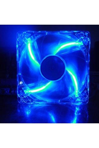 Işıklı Şeffaf 12 Cm Kasa Fanı Mavi Ledli Vida Dahil
