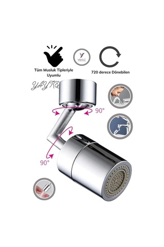 Yayke 720 Derece Dönebilen Tasarruflu Mutfak Lavabo Başlığı Krom