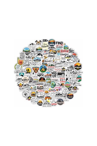 Karavan Camping Outdoor Adventure Sticker Seti 120 Adet - 5cm Karavan Camping Outdoor Adventure Sticker Seti 120 Adet - 5cm