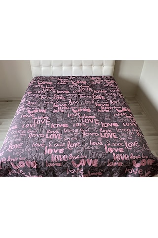 Kapitoneli Tek Kişilik Çok Amaçlı Örtü Love - 160x220 Cm