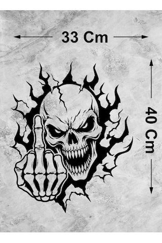 İskelet Kurukafa Sticker - İskeletor Kurukafa Kuru Kafa Sticker - Araba Oto Motosiklet Karavan Cam Laptop Sticker - 00352 40x33 Cm