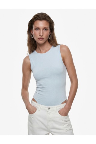 Koton Slim Fit Bisiklet Yaka Kolsuz Bodysuit Mavi 6sak10103ek