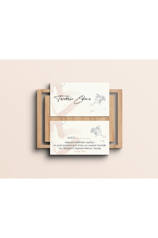 Çift Yön Teşekkür Kartı Thank You Cart Çiçek Desenli Tebrik Kartı