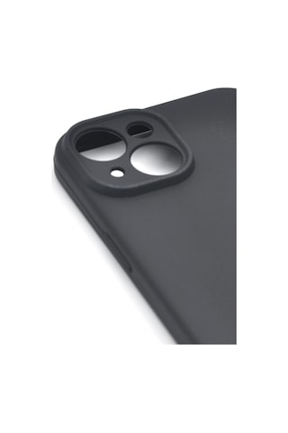Apple Uyumlu iPhone 15 Düz Renk Esnek Yumuşak Silikon Kılıf Rubber Siyah