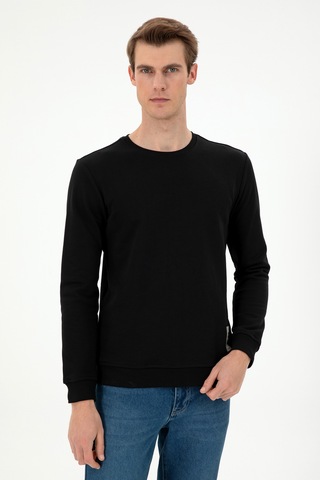 U.S. Polo Assn. Erkek Regular Fit Bisiklet Yaka Siyah Sweatshirt 50293471-VR046