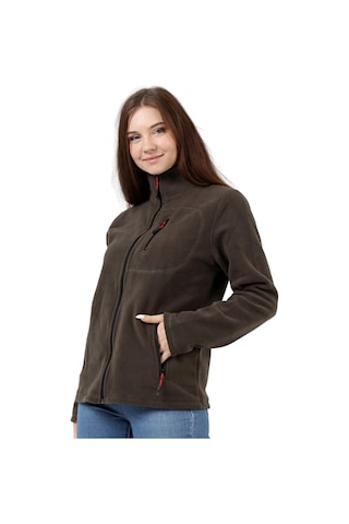 Genius Store Tam Fermuarlı Outdoor 3 Cepli Spor Kadın Polar Ceket Haki