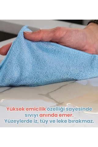 Mulpex Mikrofiber Temizlik Bezi 4 Adet - 40x40 Cm, 375 Gsm, Parlak Dokulu, 60 Gr 2, Yüksek Emici, İz Bırakmaz Mavi