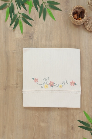 Kız Bebek Çift Katlı Pamuk Natural Penye Battaniye Stl7155 Beyaz - Fuşya