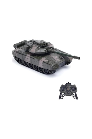 Oyuncak Şarjlı Uzaktan Kumandalı Rc Tank 33 Cm 360 Döner Gövde Ve Namlu Işıklı Sesli Atış Efektli