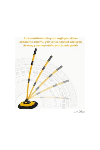 Yeni Tasarım Teleskopik Saplı Araç Yıkama Süpürgesi Makarna Uçlu Uzatılabilir Yaylı Mikrofiber Fırça - 1 Adet