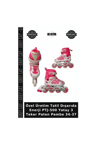 Özel Üretim Tatil Dışarıda Enerji Ptj-500 Yatay 3 Teker Paten Pembe 34-37