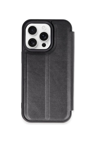 Newface - 651 - İphone 15 Pro Max Kılıf Flip Cover - Ece-umay - - Siyah