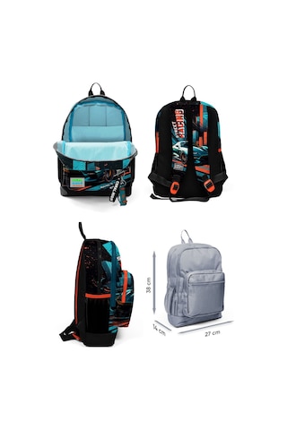 Coral High Kids Siyah Nefti Yarış Arabası Desenli 3’lü Okul Çanta Seti SET0123765