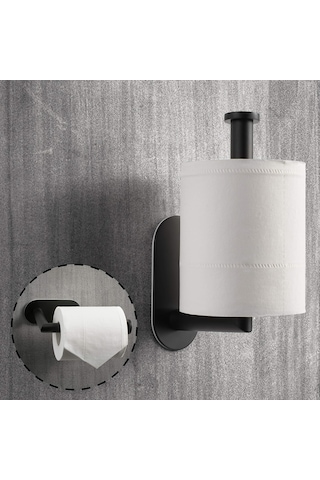 Mat Siyah Tuvalet Kağıdı Tutucusu Delme Gerektirmez Diğer