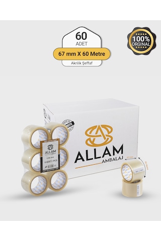 1 Koli Koli Bandı 60mm X 67mt Güçlü Yapışkan 60 Adet 1 Koli Koli Bandı 60mm X 67mt Güçlü Yapışkan 60 Adet