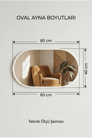 Oval Aynalı Geniş Şifonyer 8 Çekmeceli Ahşap Ayaklı Beyaz