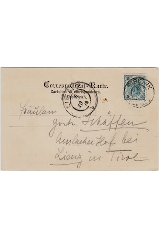 Avusturya Lienz - Sibenik Postadan Geçmiş Kartpostal 1904.