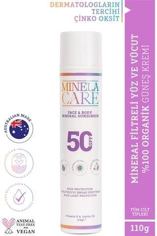 Minela Care Mineral Filtreli Yüz Ve Vücut Güneş Kremi SPF50 110 G