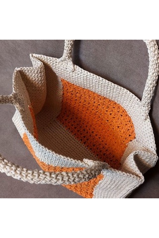 Uretti - Volkan 4975 9340 El Yapımı Kağıt İp El Çantası Krem