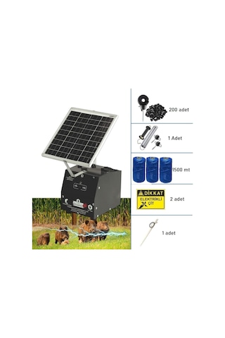 Pars P2518/1500a Güneş Enerjili Ve Akülü Elektrikli Hazır Çit Sistemi Ahşap İzolatörlü