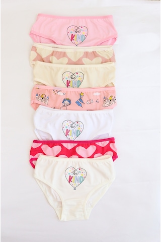 Harika Kids Kız Çocuk Pamuklu Baskılı Desenli Pamuklu 7'li Paket Slip Külot 001